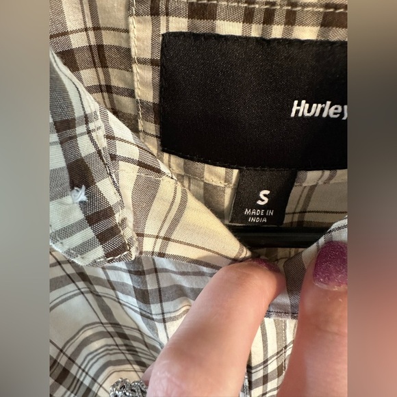 Hurley Checkered Shirt in Brown and Cream - Picture 4 of 4
